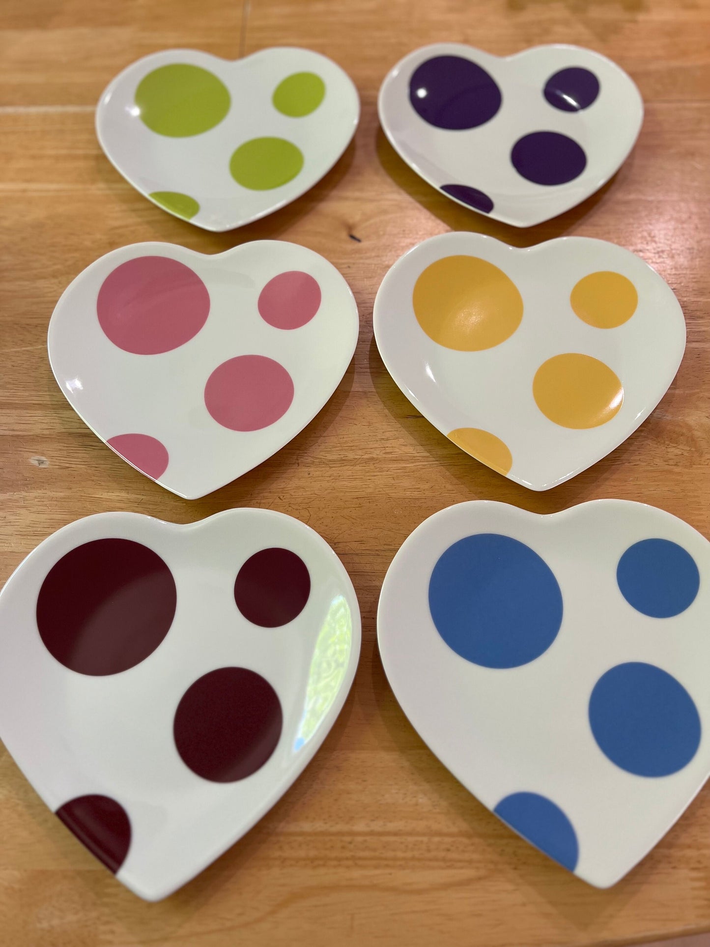 Full Set of Philippe Deshoulieres Limoges France Heart PolkaDot Porcelain Plates - Never used comes with original box