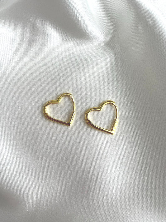 Dainty Heart Hoop Earrings | Solid Sterling Silver | 18K Gold Filled | Hypoallergenic