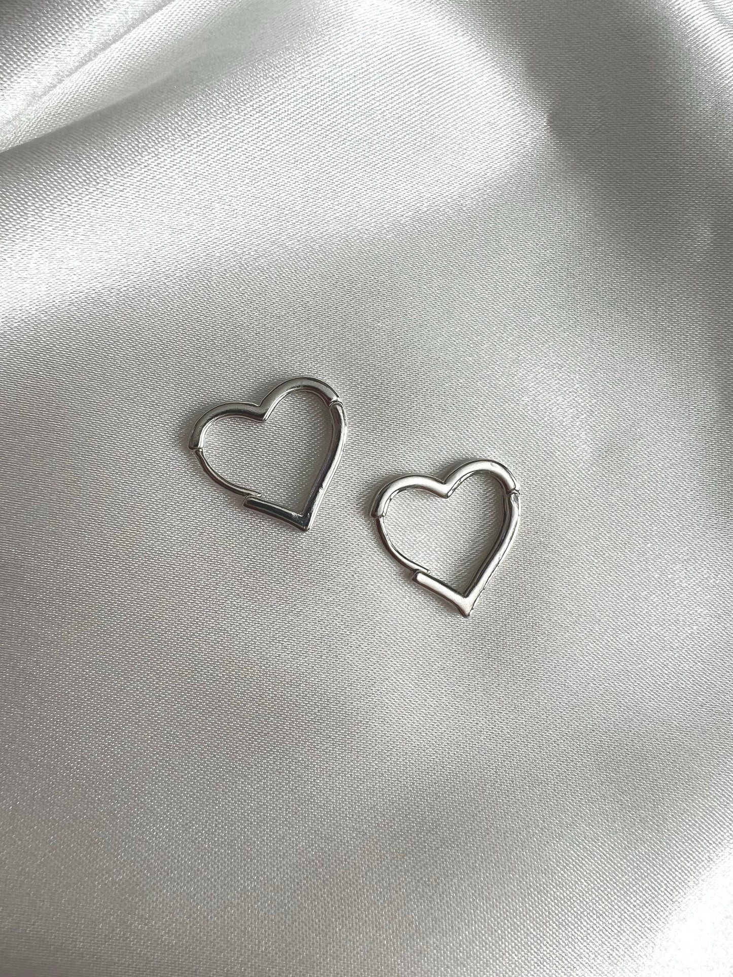 Dainty Heart Hoop Earrings | Solid Sterling Silver | 18K Gold Filled | Hypoallergenic