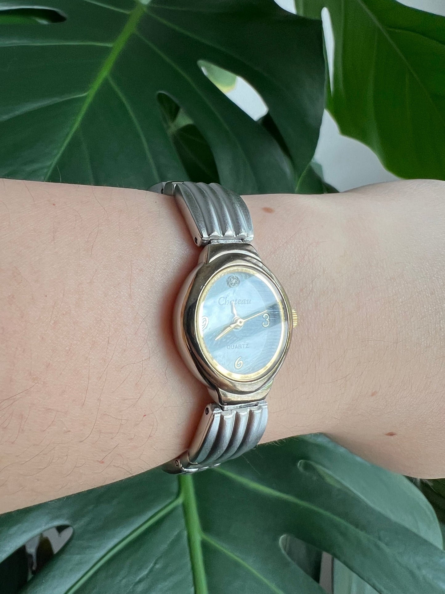 Vintage Chateau Dainty Women’s Watch | Oval Dial | Silver/Gold Tone