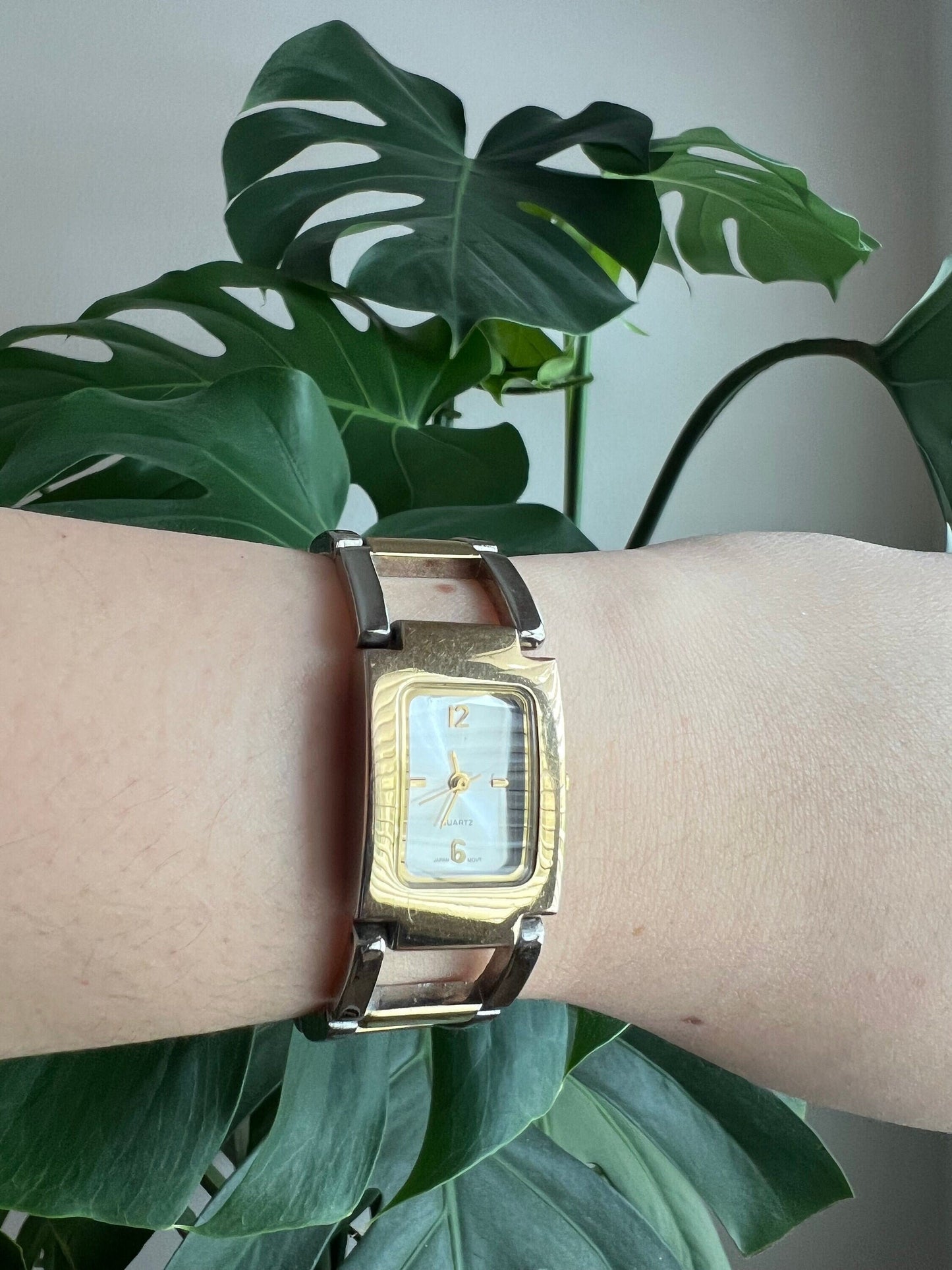 Vintage Quartz Dainty Watch | Rectangle Silver Dial | Silver/Gold Tone | Non-Working