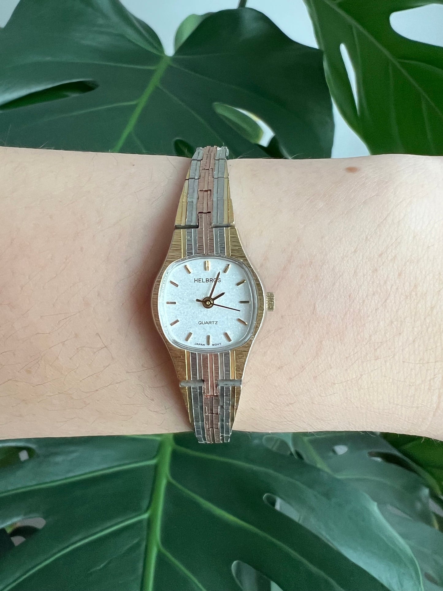 Vintage Helbros Dainty Women’s Watch | Round White Dial | Gold/Rose Gold/ Silver Tone