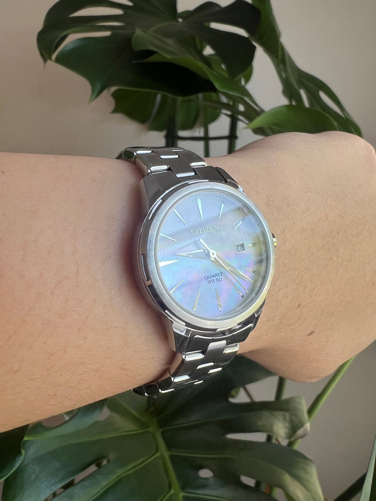 Vintage Citizen Quartz Dainty Women’s Watch | Round White Dial | Date Feature | Silver Tone